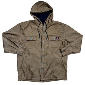 Wranglers Workwear Snap Button Brown Drawstring Hooded Jacket, Men's XL